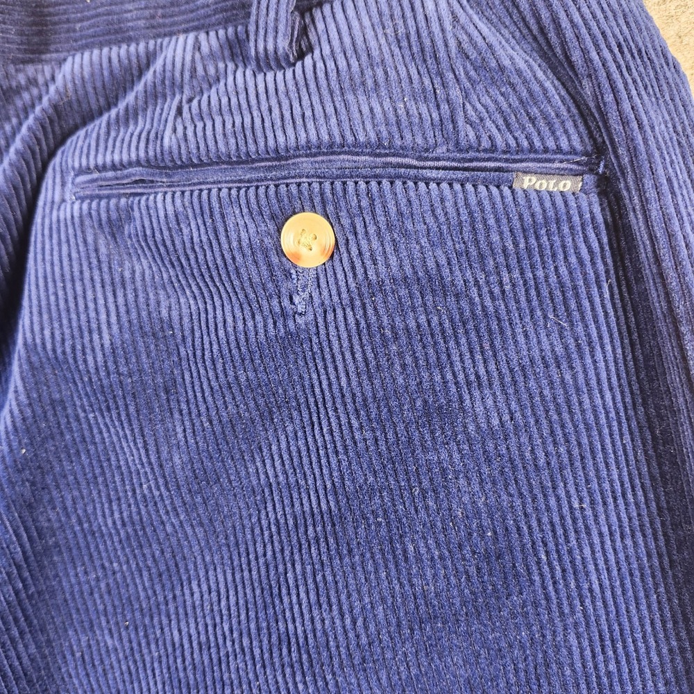 VTG Polo Ralph Lauren Men Royal Blue Corduroy Pants Classic Fit 36x30 Rare Y2K - Picture 13 of 16